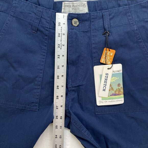 New Free Planet Shorts Mens 28 Chino Stretch Navy Blue - Picture 5 of 10